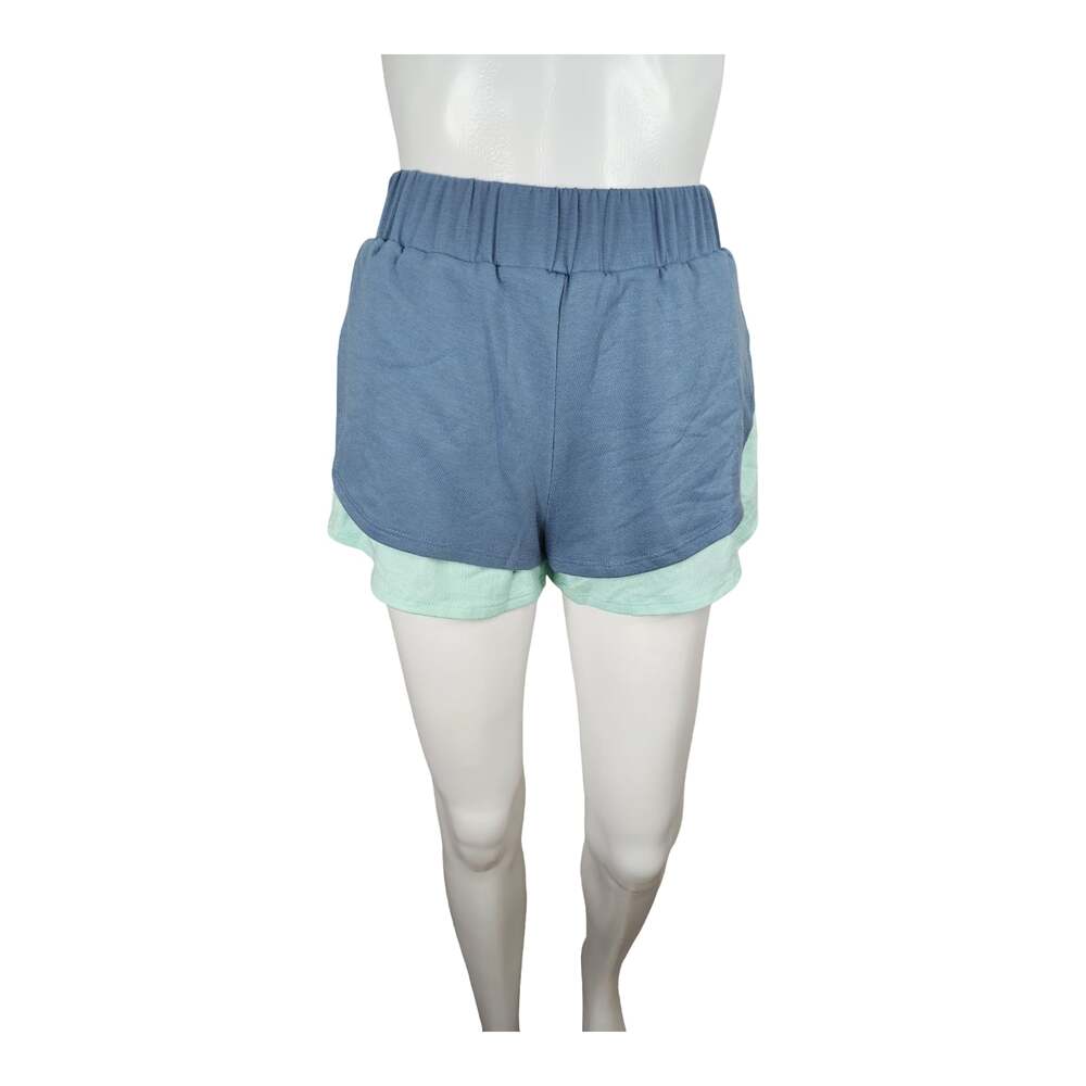 Women's Layered Athletic Running Shorts Blue Green Sz. Small NWOT